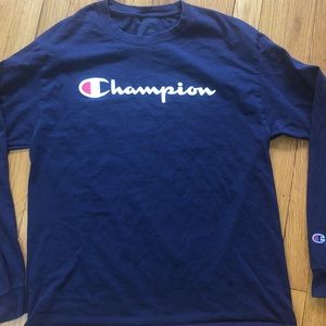Champion Long Sleeve Navy Tee